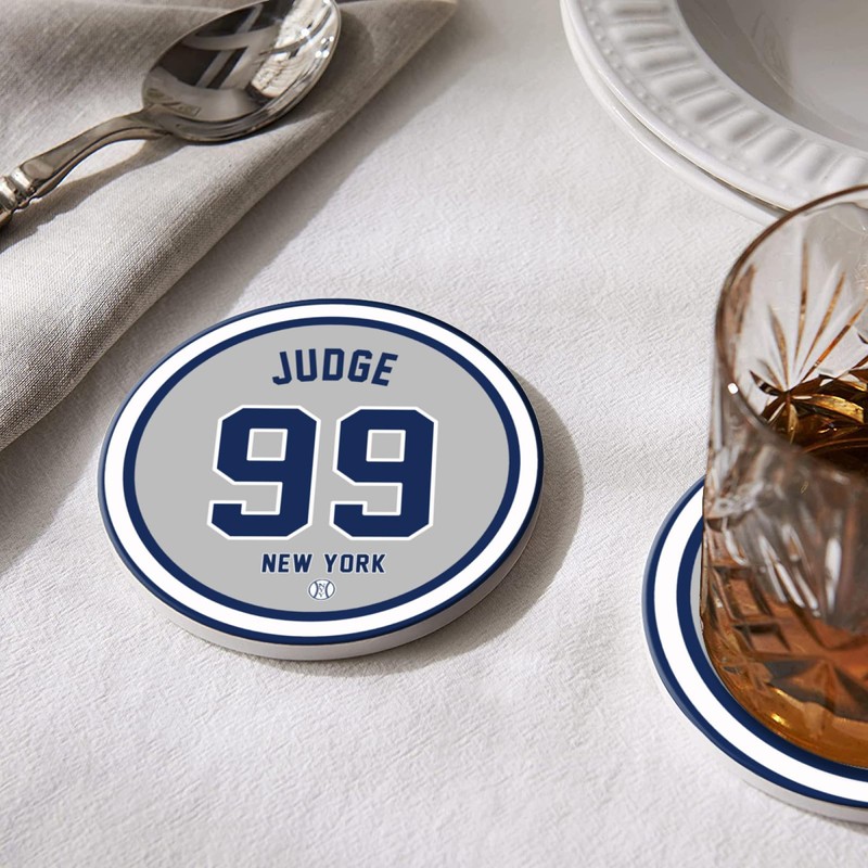 Yankee Coasters for Drinks, New York Baseball Ceramic Coasters Set