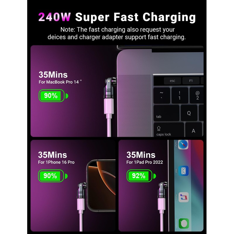 VAFOTON 240W USB C Magnet Adapter, 9-Pin Magnetischer Adapter (3