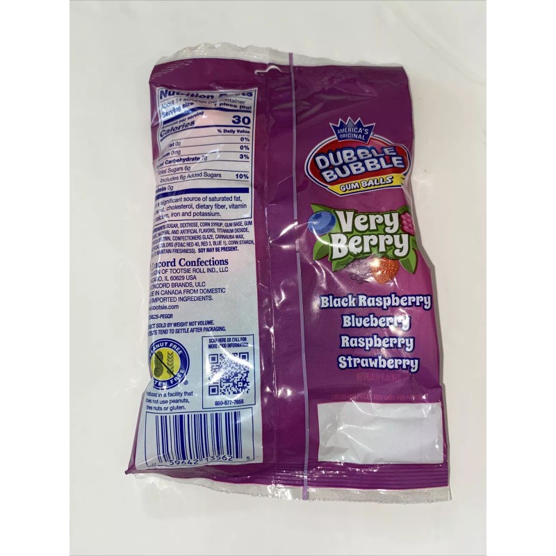 Dubble Bubble Very Berry Black Rasp, Blueberry Gum Balls 4oz.