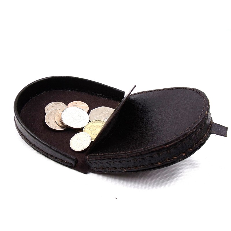 Mens Real Leather Coin Tray Purse LARGE 8cm x 9cm