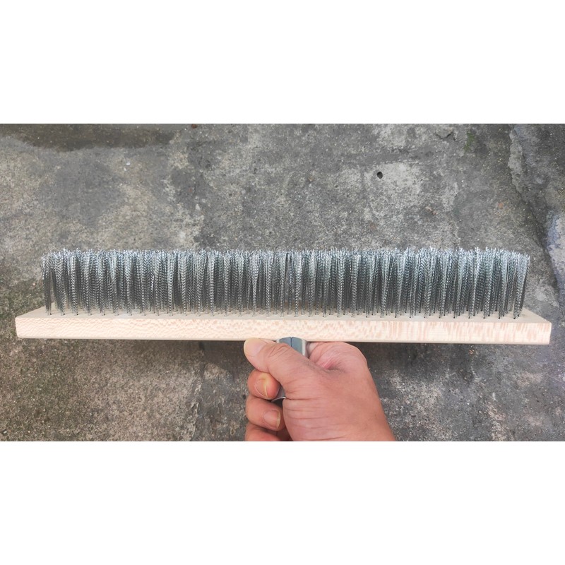 16" Heavy-Duty Rough Surface Floor Brush,Stainless Steel Wire Large Deck