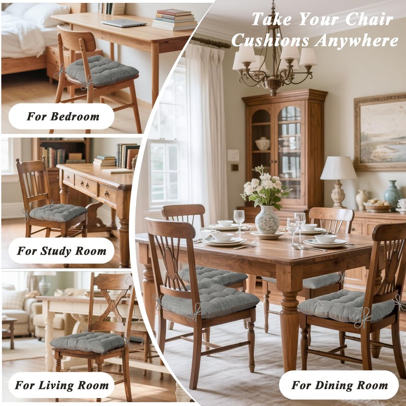 FlyGulls Chair Cushions for Dining Chairs Set of 4 Durable