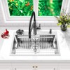 Waterfall Kitchen Sink, Drop In/Topmount Workstation Glass Rinser Single Bowl