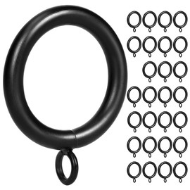Curtain Ring Metal 28-Pcs 1 1/4- Inch Inner Diameter with Eyelets Fit Up to 1 Inch Rod Large Wire Diameter (Black-28pcs)