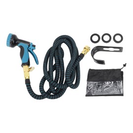 Expandable Garden Hose Leakproof Lightweight Flexible Water Hose Kink Resistant 10 Spray Modes Black Blue