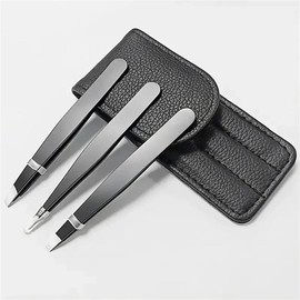 4 Tweezers Set Stainless Steel Professional Tweezers for Eyebrows, Facial Hair, Splitters and Ingrown Hair Removal, Lint, Hair Removal, for Women and Men (Pack of 3)