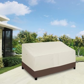 Easy-Going Waterproof Patio Loveseat Cover, Heavy Duty Windproof Outdoor Furniture Cover with Air Vent (90Wx40Dx33H inch, Beige/Dark Brown)