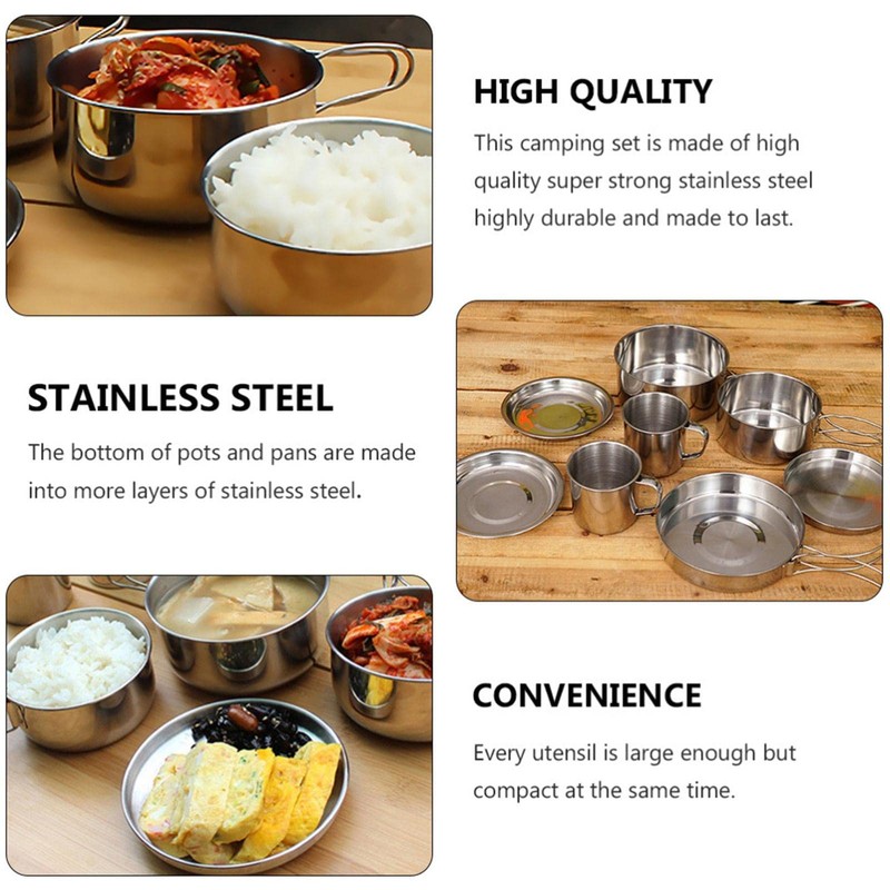 LHYSMYX Outdoor Stainless Steel Camping Cookware Set Portable Bowl Barbecue