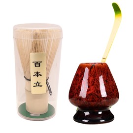 MiHaruTsu Chasen Chasen, Chasaku, Tea Spoon, 100 Piece Set, Chasen Restoration, Chasen Restoration (Red)