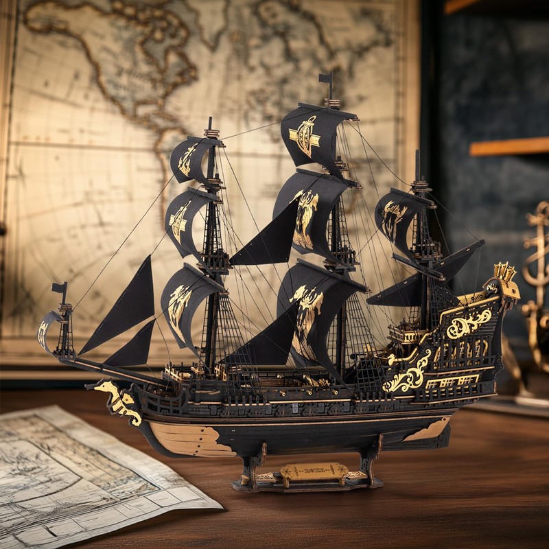 ROKR 3D Wooden Puzzles for Adults,Seahorse Barque Model kit, 603