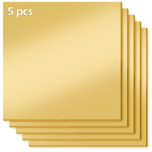 JINMURY Gold Mirror Acrylic Sheets, 5 Pack, 12" x 12"