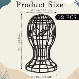 Otoolling 12 Pack Wig Stand, Black Plastic Wig Holders Head-shaped Cutout Design Portable Hat Display Stand for Use at Home Salons and Various Settings