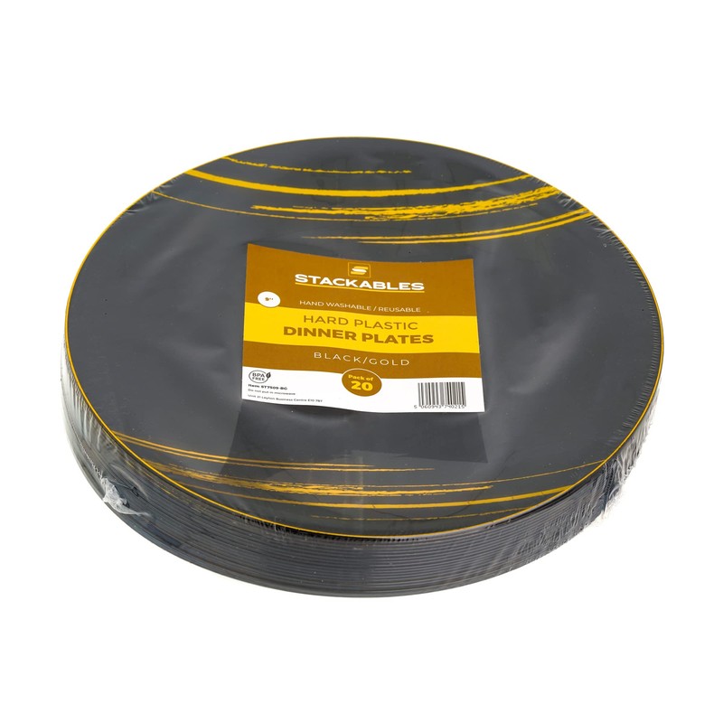 STACKABLES ~ Pack of 20 Hard Plastic Plates ~ 9"