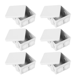 PIWOSGOL Pack of 6 Surface-Mounted Junction Boxes, Waterproof Junction Box IP55, Surface-Mounted ABS Plastic, Universal Cable Junction Box, White Project Housing, 85 x 85 x 50 mm
