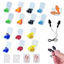Tapones Oidos, 18 pares Tapones para Oídos, Tapones para Nadar, Impermeables y Reutilizables, Tapones de Oídos para Dormir, Tapones Impermeables, Earplugs para Nadar, Roncar, Dormir y Lugares Ruidosos