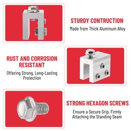 Racewill 24PCS Standing Seam Roof Clamps, Metal Roof Fixing Clamps, Racking Bracket for Solar Panel Module Installation, Starlink Base, Heat Cable and Snow Guard Attachment
