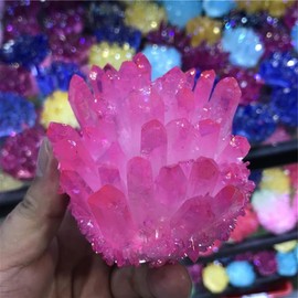 XUQULI 350-400g Beautiful Pink Flame Ring Quartz Crystal Cluster Specimen Wedding Decoration Aquarium Great Choice for Home Decoration
