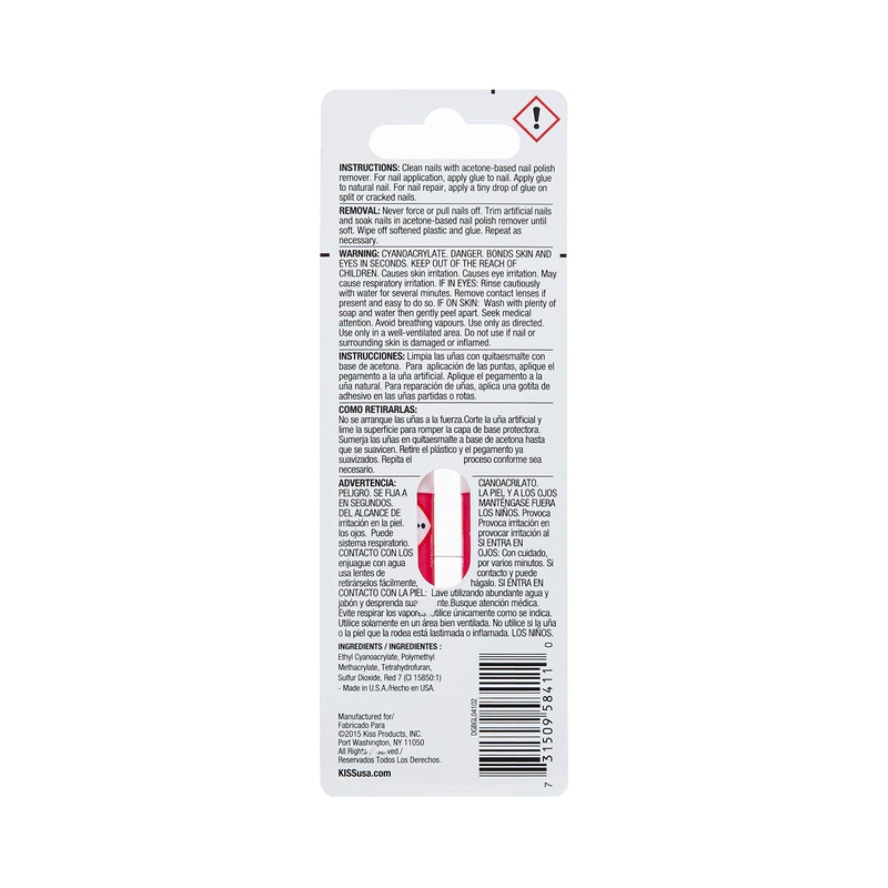 Kiss Pink Gel Nail Glue w/ 2 Pipettes (1 Pack)