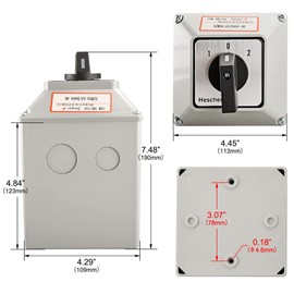 Heschen Universal Rotary Toggle Switch SZW26-63/D404.4D 660V 63A ON-Off-ON, 3 Positions, 4 Phases, 4NO+4NC, 16 Terminals, CE with Main Switch, Outer Box LW28-63/4