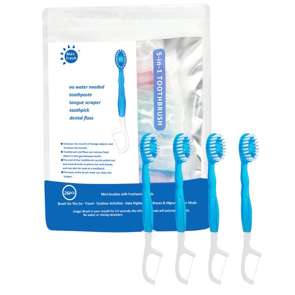 Malisseladi 5 in 1 Mini Brushes-Disposable Toothbrushes with Toothpaste +
