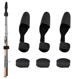 FineGood Rod Protector Set (Set of 3), Rod Cover, Rod Belt, Top Cover, Fishing Rod Protection, Break-Resistant, Shockproof, Waterproof, Black