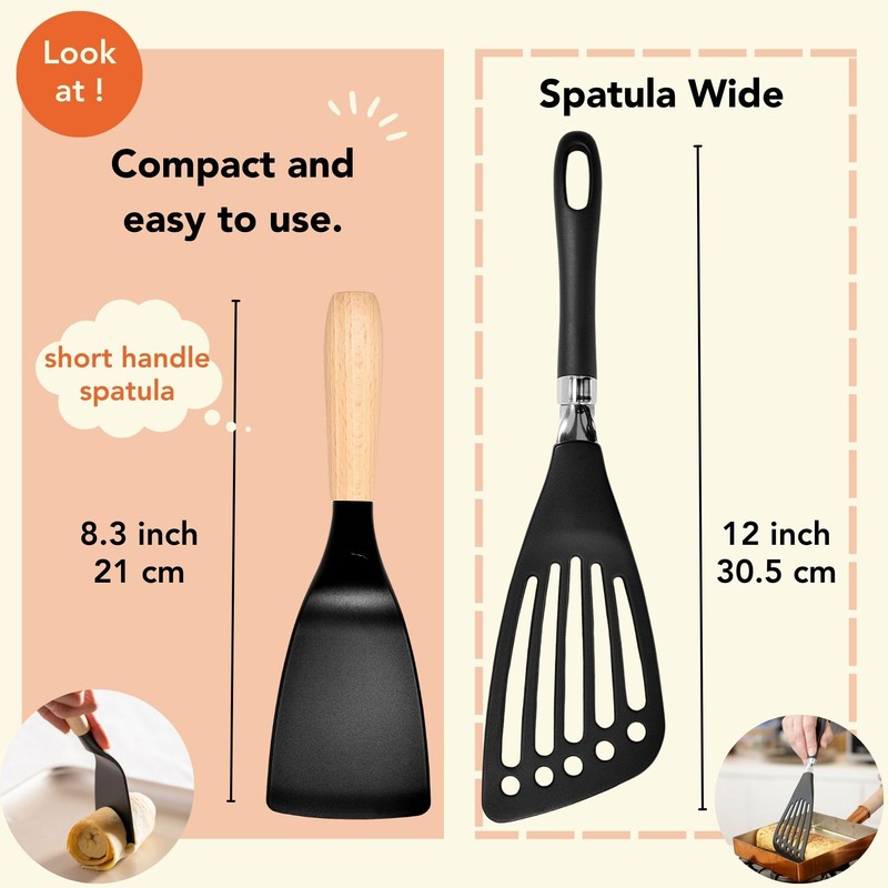 Short Spatula, Stylish Kitchen Tool, Flexible Non Stick Heat Resistant