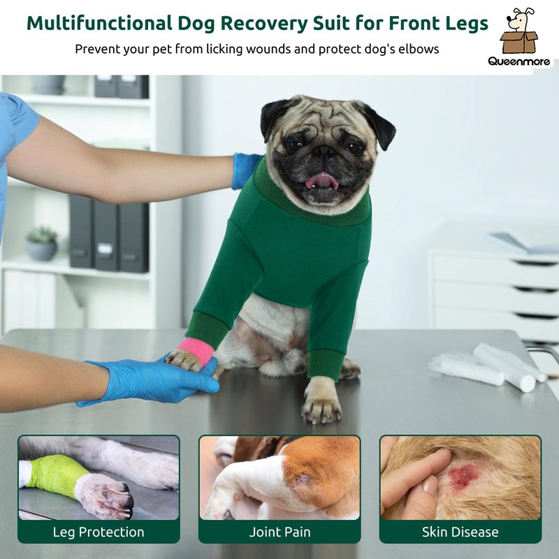 Queenmore Dog Surgery Recovery Sleeve Front Legs, Breathable Dog Recovery