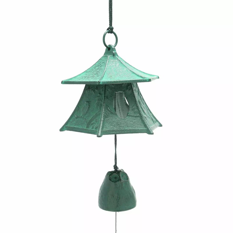 Kotobuki Japanese Wind Chime Cast Iron Green Horned Owl Lantern
