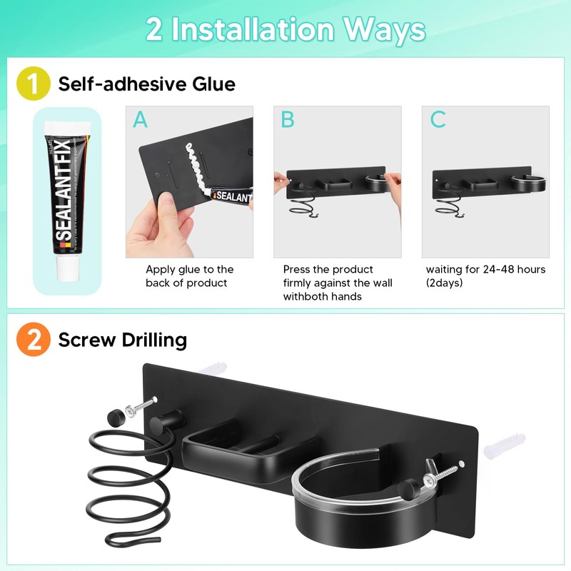 Bensbl Hair Tool Organizer Wall Mount – Aluminum Hair Dryer