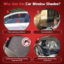 LungsiMotor Car Window Shades for Toyota Land Cruiser 2024-2026 - Magnetic Side Sunshades Covers for Baby with Breathable Mesh - Blocks 99% UV Rays - Privacy Curtains Protection for Camping Napping