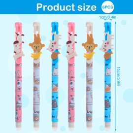 UICCVOKK 6 Pcs Erasable Pens, Rub Out Pens, Student Stationery Cute Cartoon 0.5mm Erasable Neutral Pen, Creative Gel Ink Pen for Office School Stationery Supplies Set(Blue Ink)