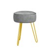 LUE BONA Pleated Vanity Stool, Velvet Upholstered Vanity Stool for