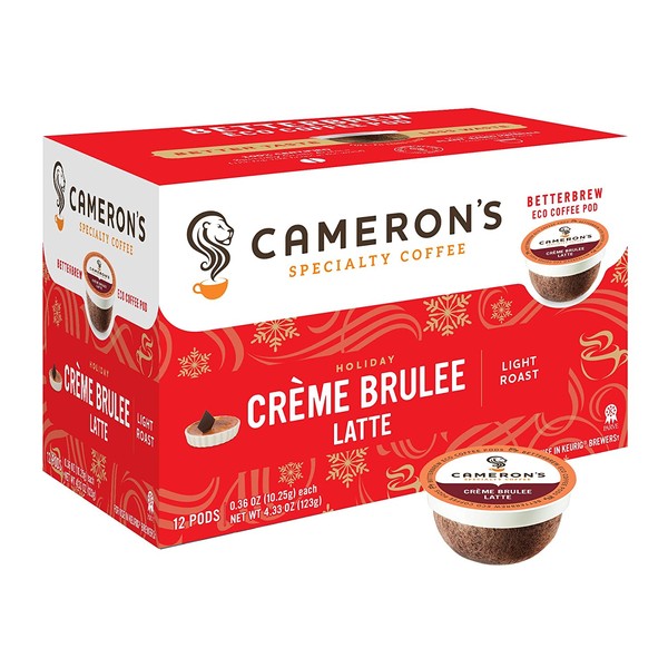 Cameron's Coffee Holiday Single Serve Pods, Flavored, Crème Brulee Latte, 12 Count (Pack of 1)