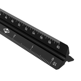 ALVIN Triangular Scale with Engineering Graduations, Black Ruler 12" Model 241BP High Impact Plastic with Matte Finish, Ideal for Students, Architects, and Drafters - 12 inches