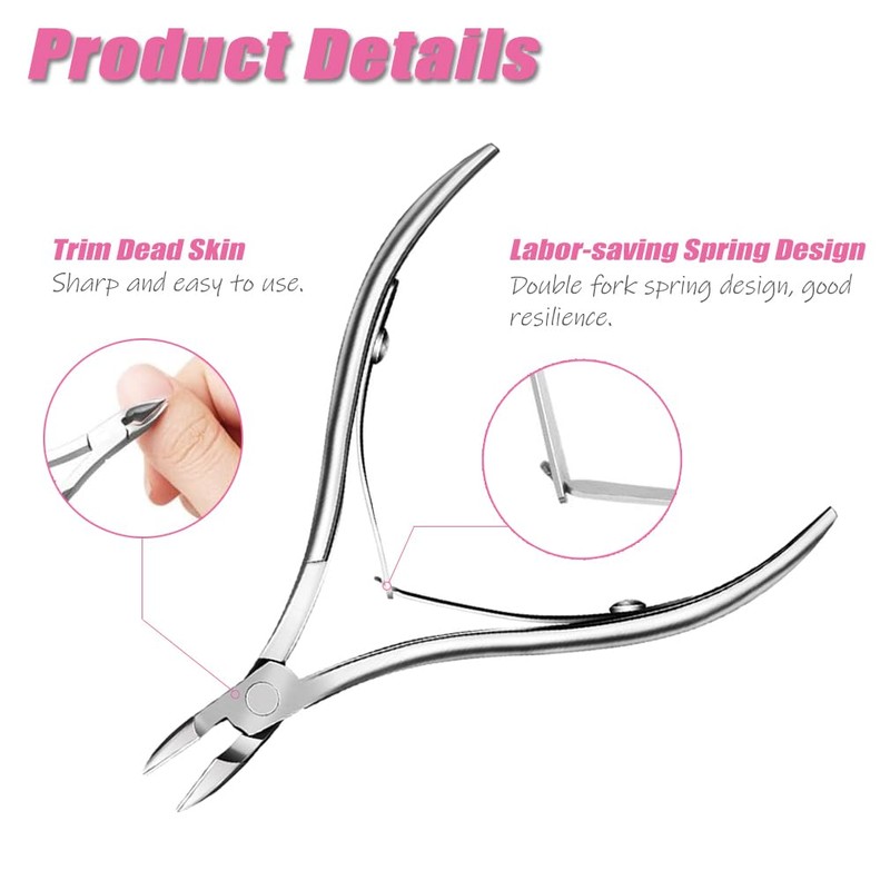 2Pcs Cuticle Clipper Tools Cuticle Cutter Cuticle Pusher Professional Nipper