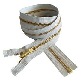 #5 Brass Metal YKK Medium Weight Inside/Outside Reversible Slide Jacket Zipper Separating (1 Zipper) - Tape Color: Pastel Blue #574W - Choose Your Length (Pastel Blue #574W, 34" Inches)