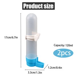 Pack of 2 Automatic Bird Baths for Parrots Budgies Parakeets Cockatiels Bird Cage Baths Hanging Water Bottle with 120 ml Capacity White (Blue)