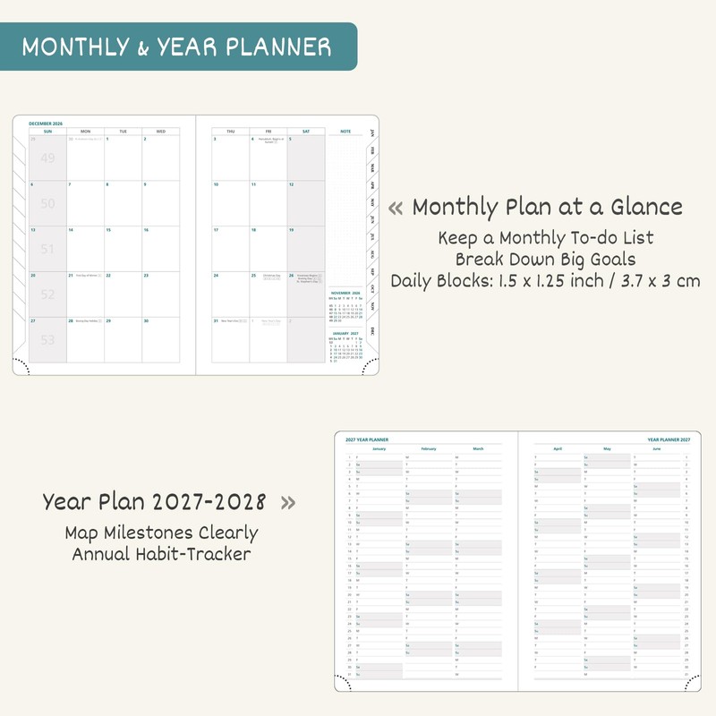 BEZEND 2027 Diary A5 Week to View with Vertical Timeslots