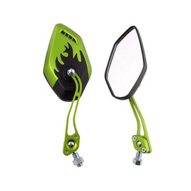 ESUPPORT Green Motorcycle Motorbike 8mm 10mm Rearview Side Mirror ATV Scooter Bike Flame Fire