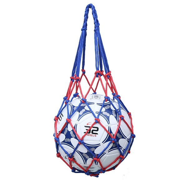 ALLVD Storage Soccer Volleyball Basketball Simple Ball Bag Net Bag Carrying Storage (Red and Blue)