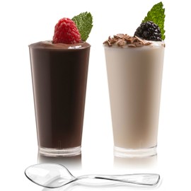 zappy 100 3 Oz Disposable Plastic Straight Wall Shooter Glasses Clear Dessert Cups and Tasting Spoons - Dessert Shooters Glasses Appetizer Bowls Trifle Bowl Tumbler Shooters 3 oz Cups & Spoons 100 Ct