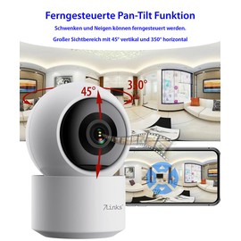 7links Indoor WiFi Camera: Set of 4 2K Pan-Tilt Surveillance Cameras with WLAN & Patrol Function (Surveillance Camera WLAN Indoor, Smart Home Security Cameras)
