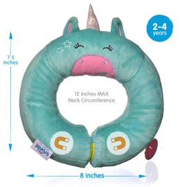 Trunki Kid's Travel Neck Pillow and Chin Rest | Support Sleepy Heads in The Car Seat, Plane, Bike or Pram | Yondi Small UNA Unicorn (Turquoise)