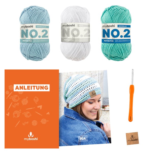myboshi IGA Summer Hat Set Including No. 2 Wool, Needle