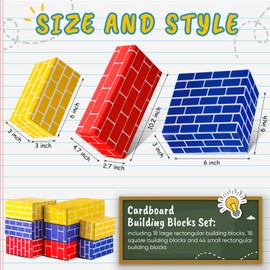 Junkin 80 Pack Cardboard Building Blocks Cardboard Bricks for Kids, Stacking Blocks Building Bricks for Kids Preschool Building Sets Daycare Toddlers