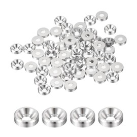 sourcing map M2 Cone Cup Countersunk Washers,Anodized Aluminum Gaskets Cup Head Washer Gasket for Screw RC/FPV/PC/Drone/Mechanical Accessories Model Parts, Pack of 60 (Silver)