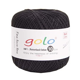 golo Crochet Thread Size 10 for Black Cotton Crochet Yarn for Crocheting Black 6-901