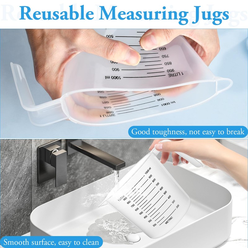 Akamino 10 PCS Plastic Measuring Jugs, 1 Litre Clear Plastic