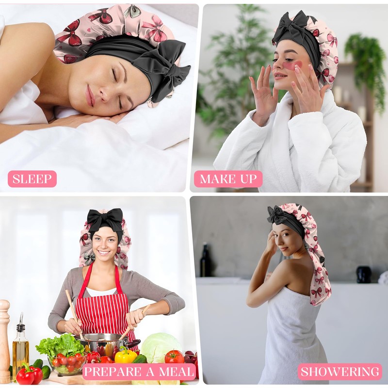Cabreche Long Satin Hair Braid Bonnet for Sleeping Double Layer