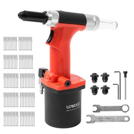 UPWOOD Heavy Duty Air Hydraulic Riveter Pneumatic Hydraulic Pop Rivet Gun, Hand Feed Air Riveter Riveting Tool with 100 pcs Blind Rivets and 3/32" 1/8" 5/32" 3/16" Nose Pieces